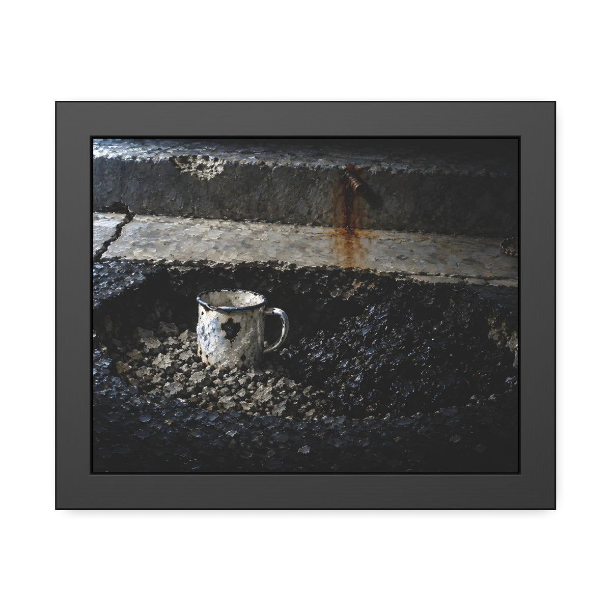 "The Mug Standing Free": A Garabaggio Framed Print