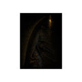 A collapsed umbrella in a dark wet gutter beside a curb, one distant light. The Procession in the Gutter by Garabaggio, fine art print, 12″ x 16″.