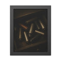 Old batteries loose in an open wooden drawer lit from above. The Drawer Congregation by Garabaggio, framed fine art print, 11″ x 14″.