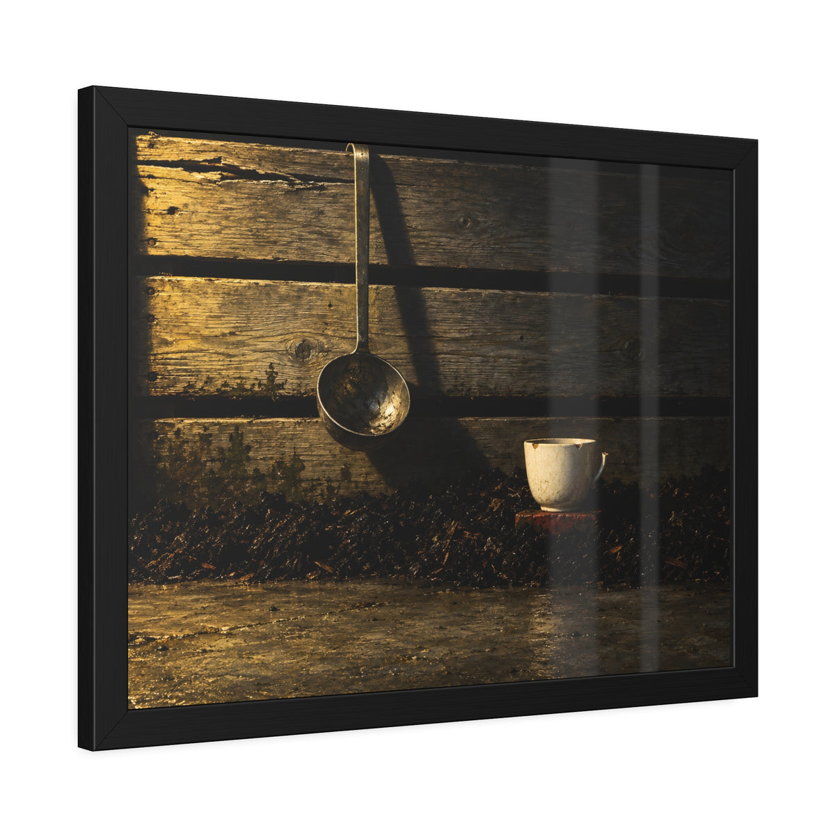 "The Cup on the Half Brick": A Garabaggio Framed Print