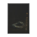 A deflated pool float ring on wet alley pavement, a lit doorway far behind. The Crossing of the Alley by Garabaggio, framed fine art print, 28″ x 40″.
