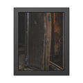 An open server rack cabinet with a mesh door and warm glow inside. The Heat Behind the Doors by Garabaggio, framed fine art print, 11″ x 14″.