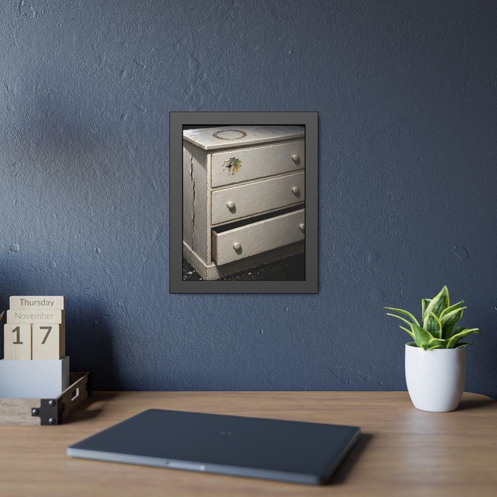 "The Chip Beside the Missing Knob": A Garabaggio Framed Print