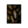 Heap of corroded batteries filling the frame in dim raking light. Chorus of Corrosion by Garabaggio, fine art print, 12″ x 16″.