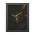 A scorched toaster resting on a heap of scrap appliances in dim light. The Arrival at Scrap by Garabaggio, framed fine art print, 11″ x 14″.