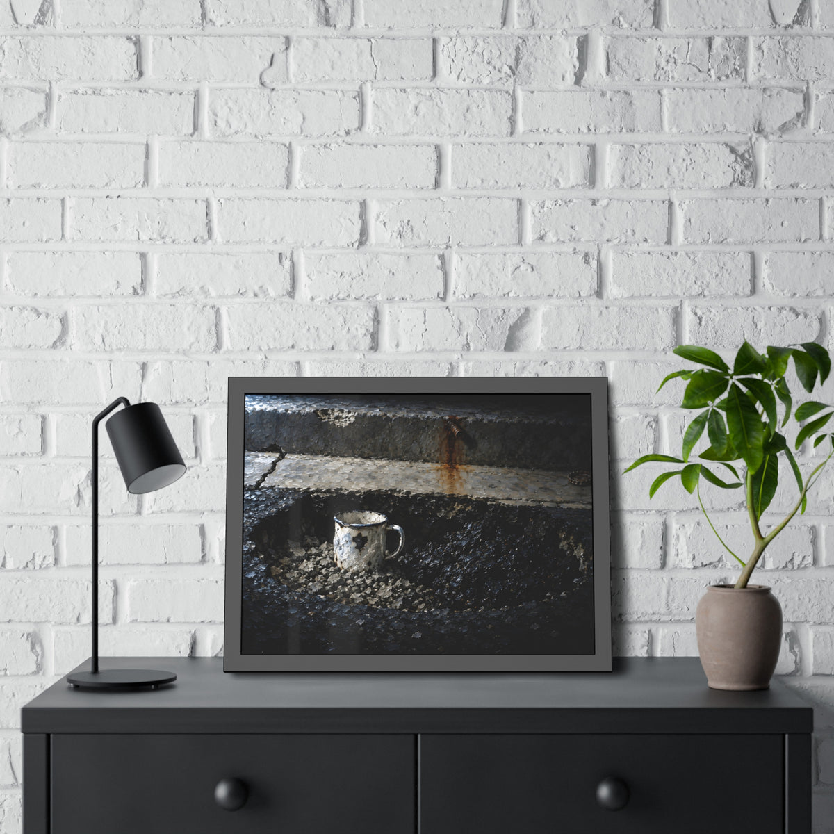"The Mug Standing Free": A Garabaggio Framed Print