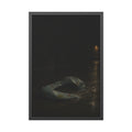 A deflated pool float ring on wet alley pavement, a lit doorway far behind. The Crossing of the Alley by Garabaggio, framed fine art print, 24″ x 36″.