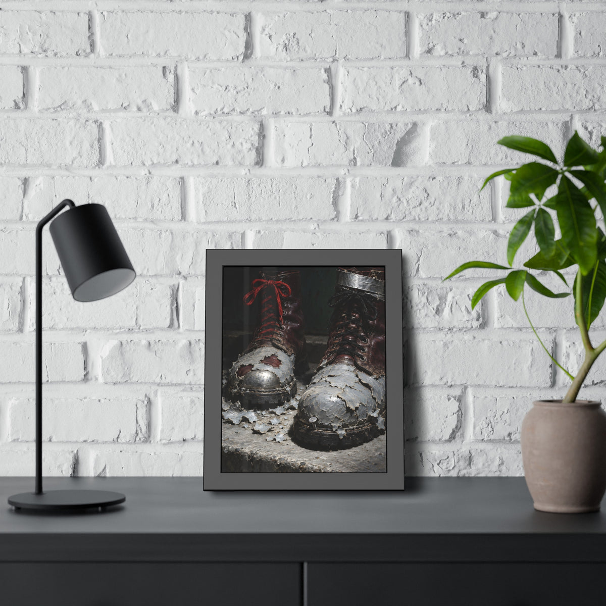 "The First Leather Showing": A Garabaggio Framed Print