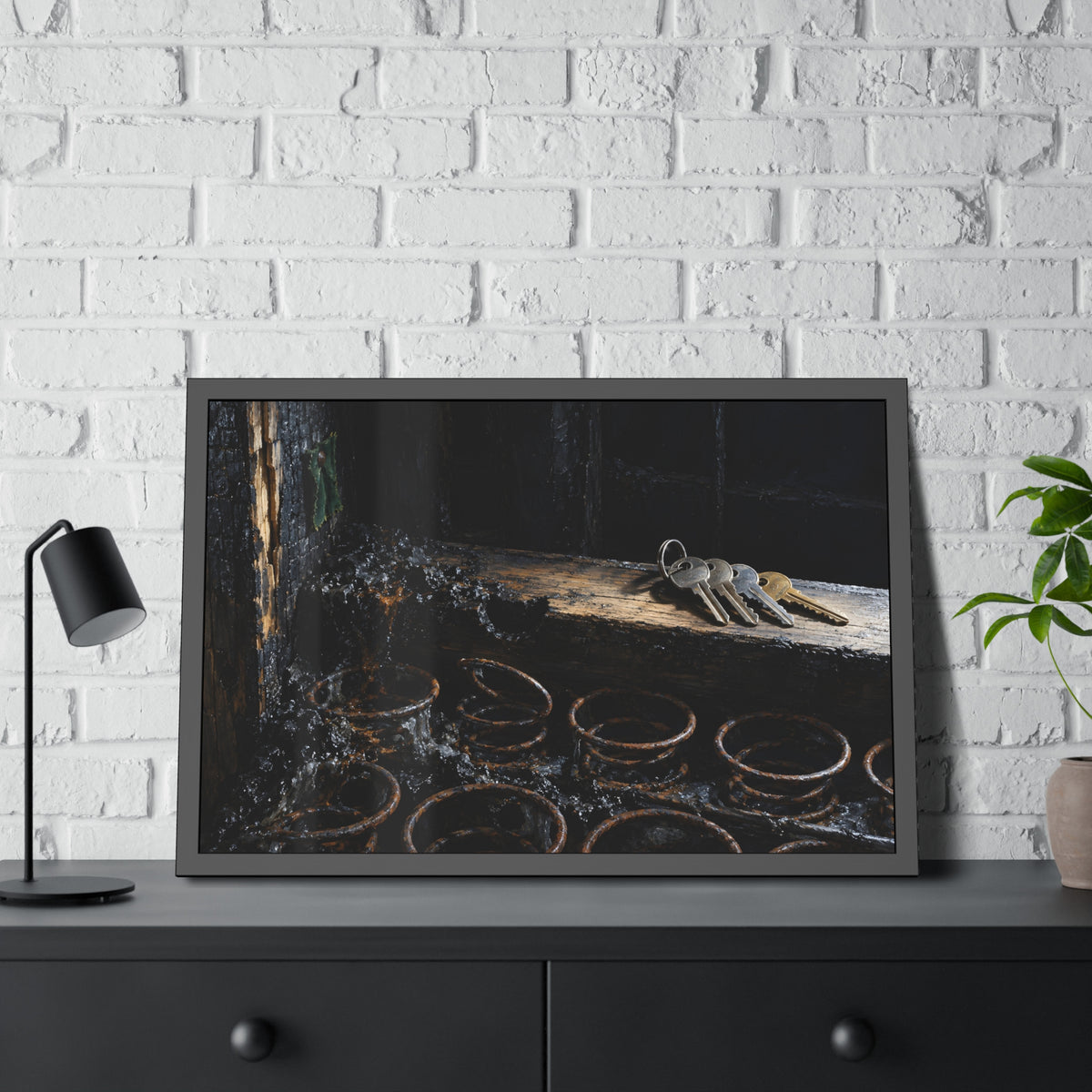 "The Keys on the Rail": A Garabaggio Framed Print