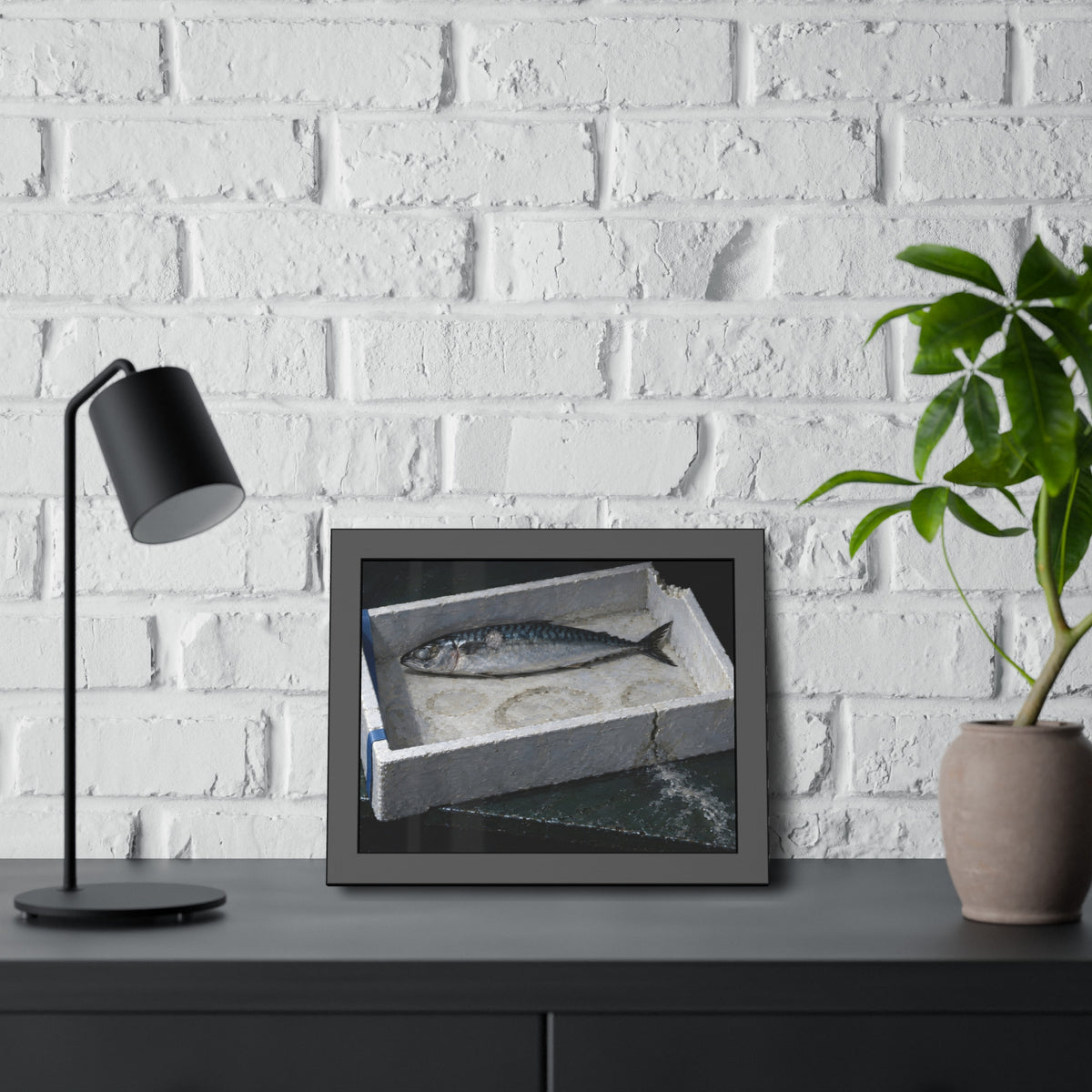 "The Fish Alone on the Foam": A Garabaggio Framed Print