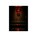 An empty row of waiting room seats beneath a red display reading 41. The Call That Does Not Come by Garabaggio, fine art print, 12″ x 16″.