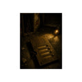 An intercom panel face up on a floor, wires cut, lit by a work lamp. The Plate Taken Down by Garabaggio, fine art print, 12″ x 16″.