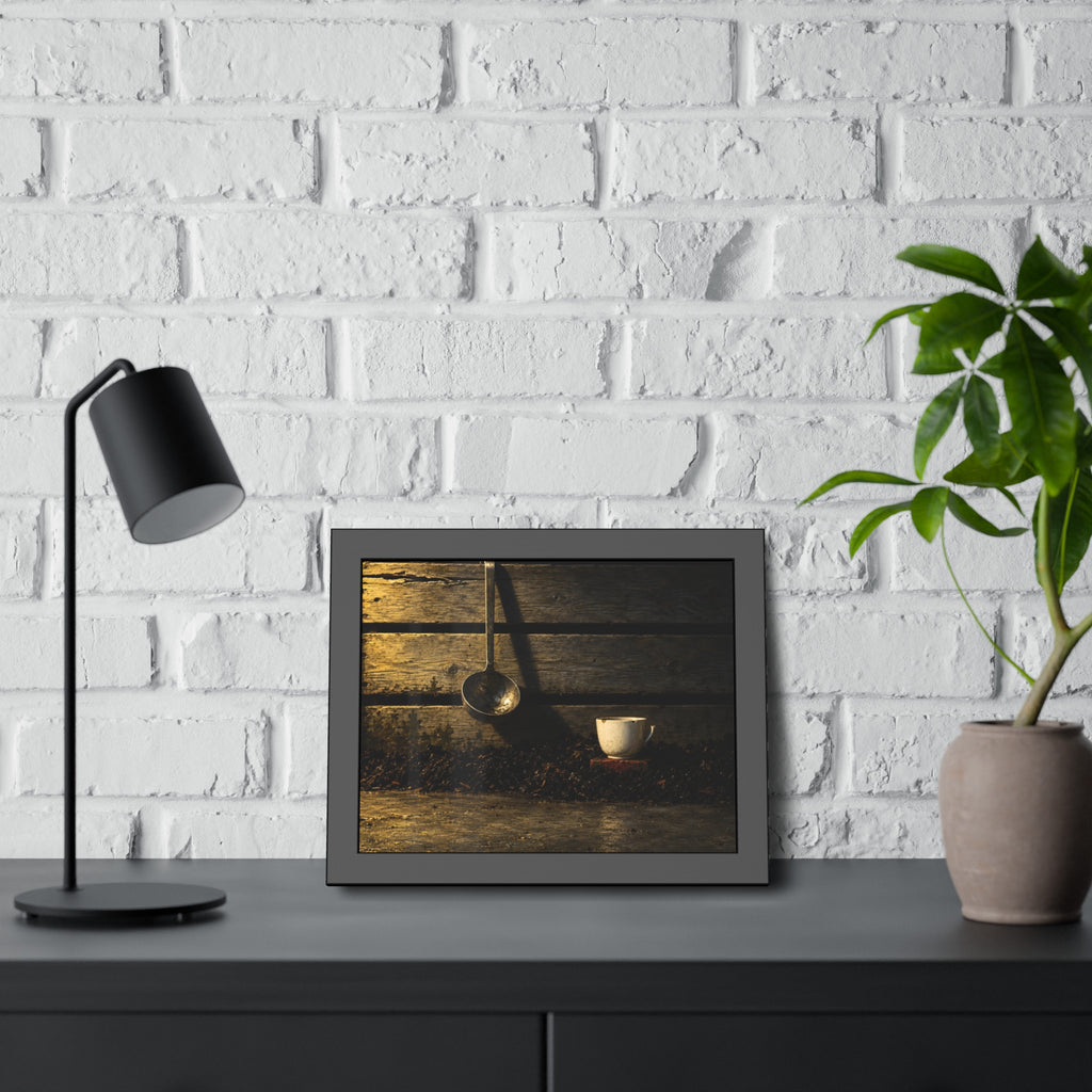 "The Cup on the Half Brick": A Garabaggio Framed Print
