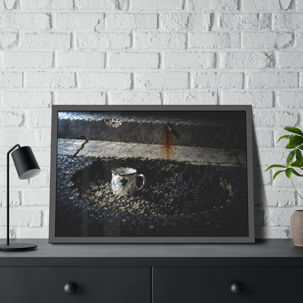 "The Mug Standing Free": A Garabaggio Framed Print