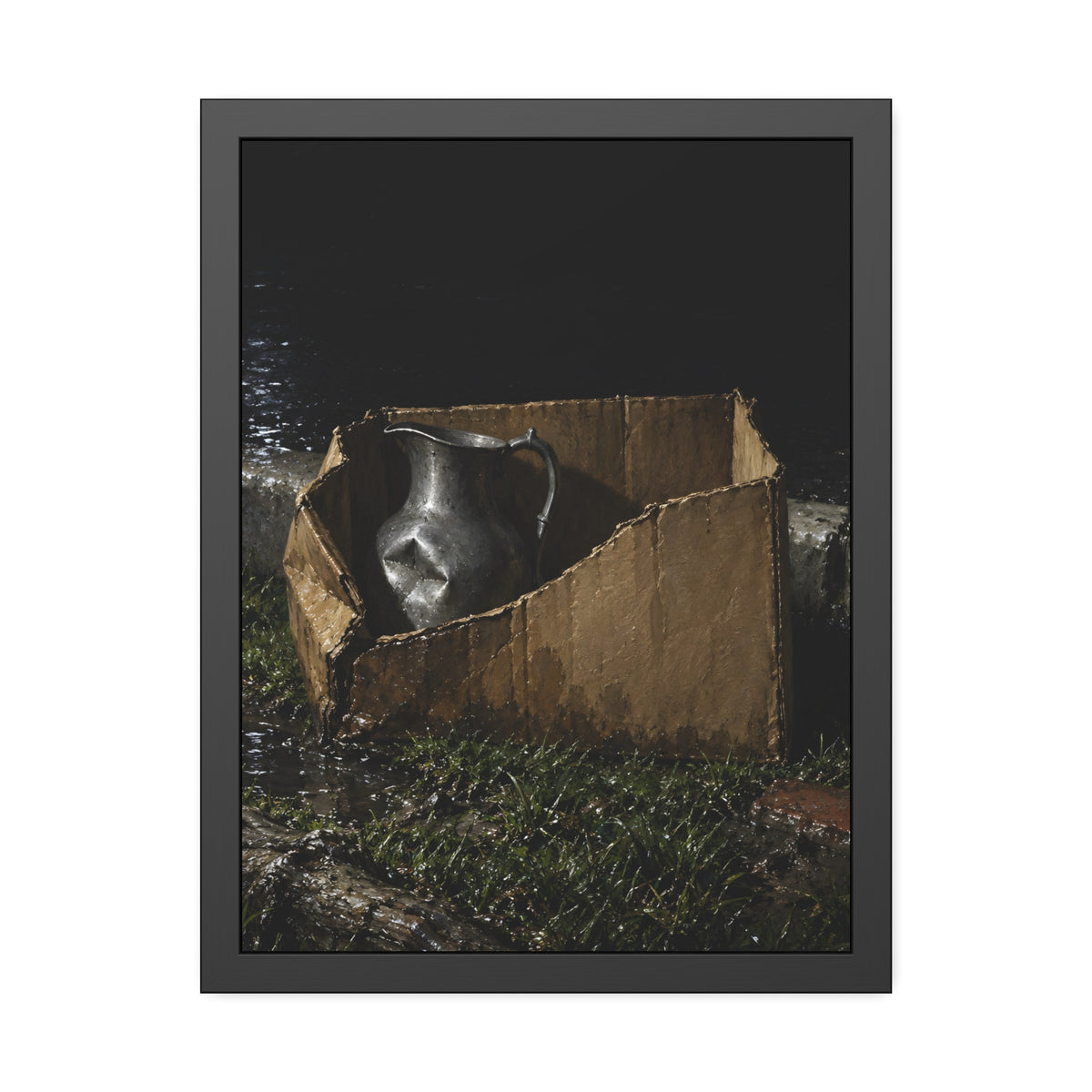 "The Dent in the Pewter": A Garabaggio Framed Print