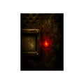 Close view of an intercom panel with one red button glowing in the dark. The Stuck Red Light by Garabaggio, fine art print, 12″ x 16″.