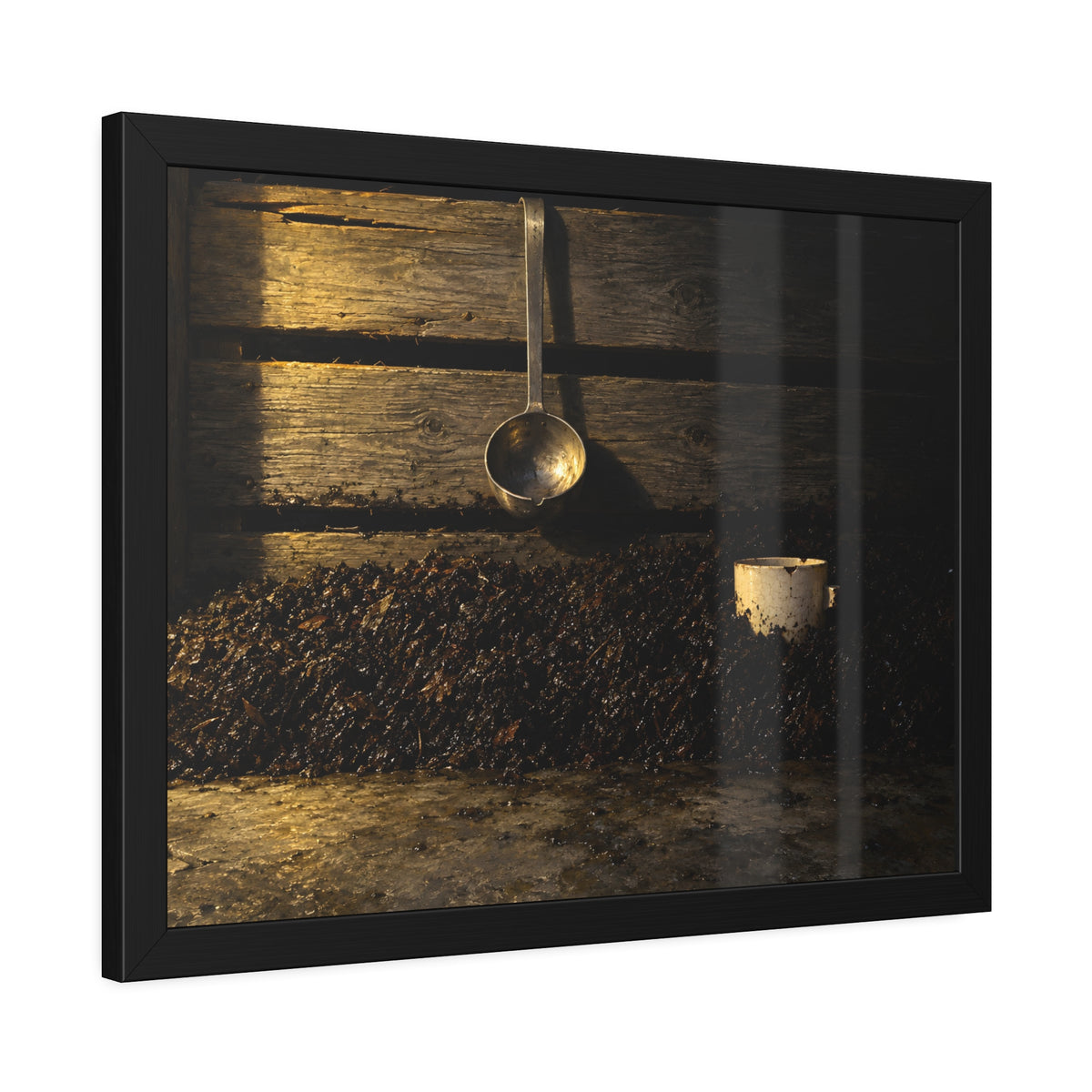 "The Cup Half Out": A Garabaggio Framed Print