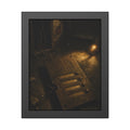 An intercom panel face up on a floor, wires cut, lit by a work lamp. The Plate Taken Down by Garabaggio, framed fine art print, 11″ x 14″.