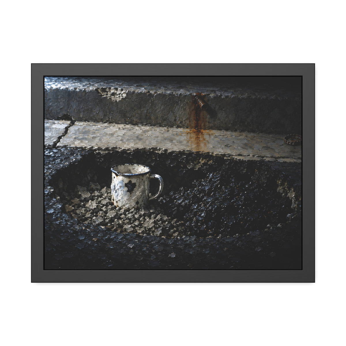 "The Mug Standing Free": A Garabaggio Framed Print