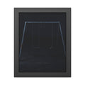 An empty swing set in near darkness with one seat twisted. The Fourth Hour: The Floodlights Cut by Garabaggio, framed fine art print, 11″ x 14″.