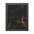 A broken umbrella inside out on a wet curb under a street lamp. The Inversion at the Median by Garabaggio, framed fine art print, 11″ x 14″.
