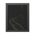 A deflated float slumped in lakeside reeds under a streak of moonlight. Spring Skin in the Reeds by Garabaggio, framed fine art print, 11″ x 14″.