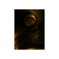 A smoke detector on a stained ceiling, its red light on, cobweb below. The Watch Above Sleep by Garabaggio, fine art print, 12″ x 16″.
