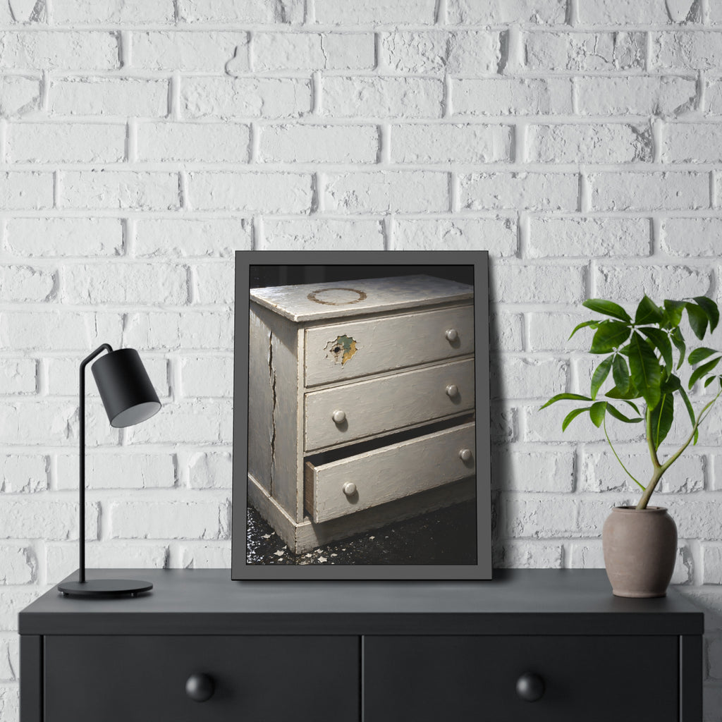 "The Chip Beside the Missing Knob": A Garabaggio Framed Print