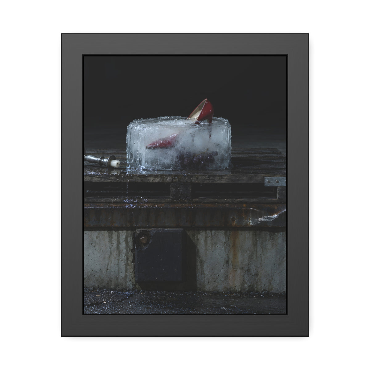"The Red Heel Standing Out": A Garabaggio Framed Print