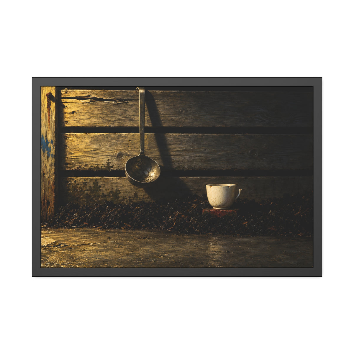 "The Cup on the Half Brick": A Garabaggio Framed Print