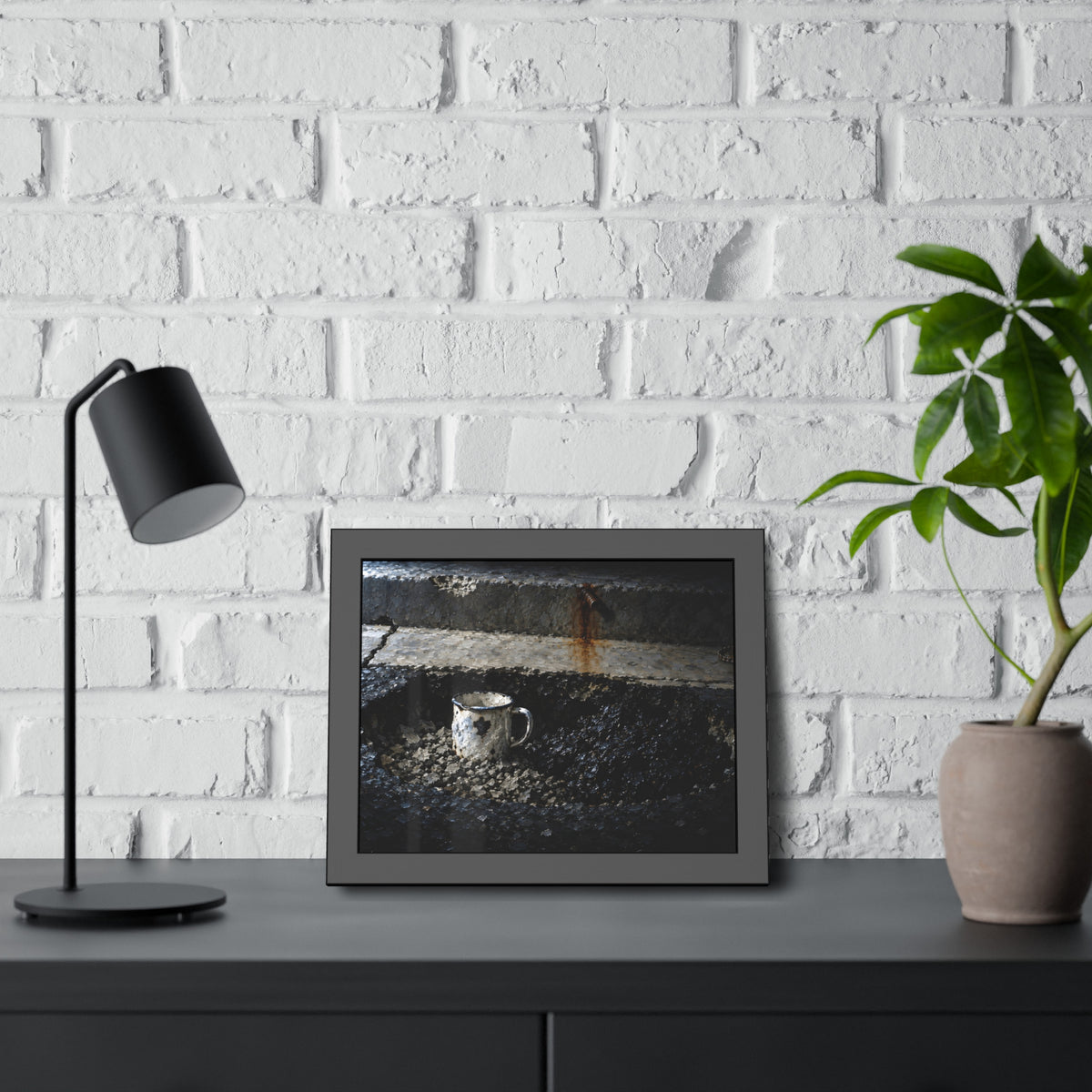 "The Mug Standing Free": A Garabaggio Framed Print