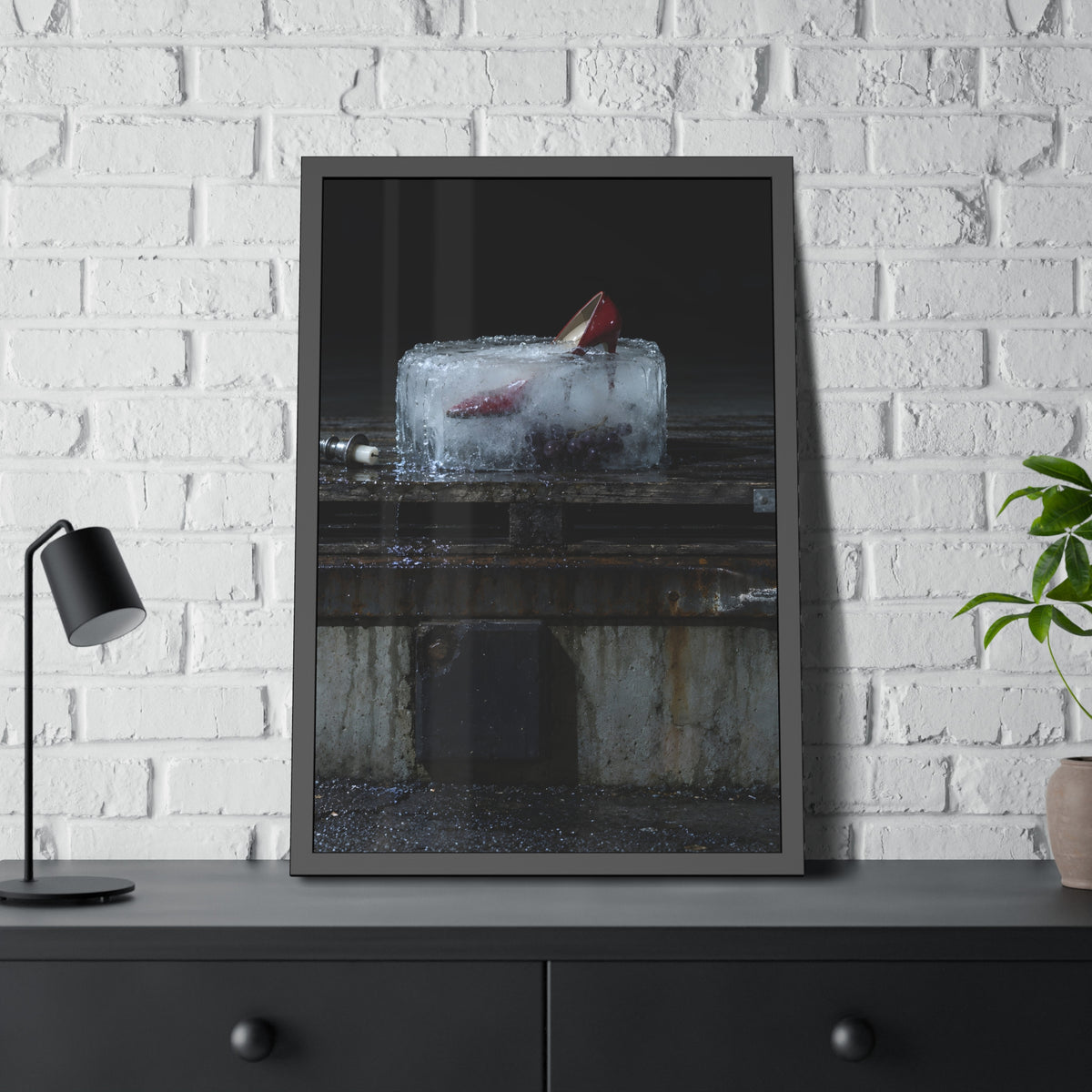 "The Red Heel Standing Out": A Garabaggio Framed Print