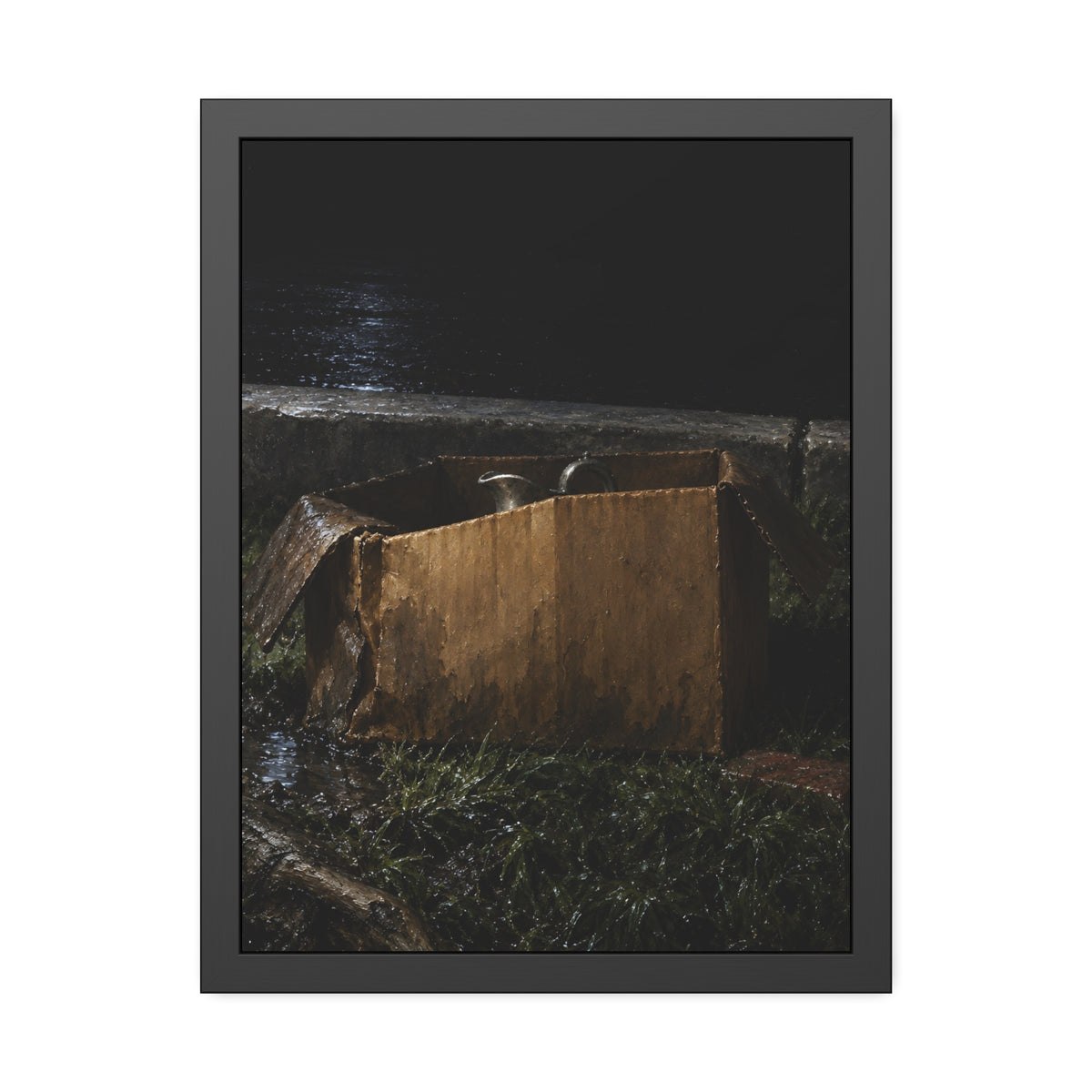 "The Corner in the Puddle": A Garabaggio Framed Print
