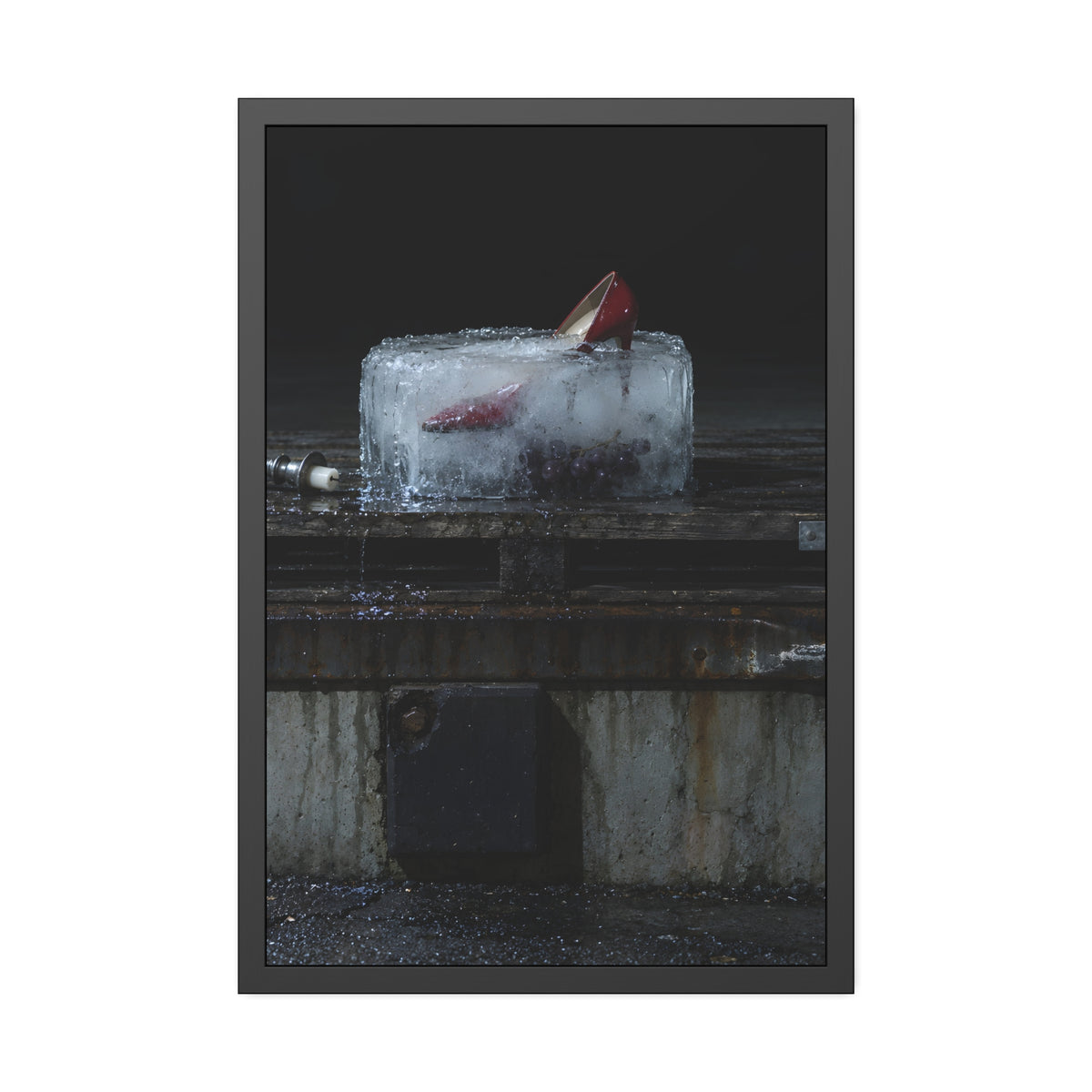 "The Red Heel Standing Out": A Garabaggio Framed Print