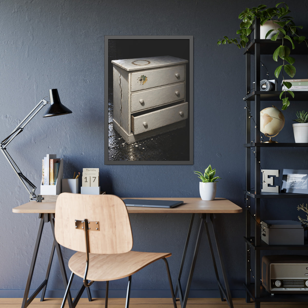 "The Chip Beside the Missing Knob": A Garabaggio Framed Print