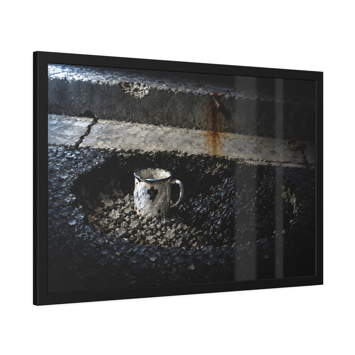 "The Mug Standing Free": A Garabaggio Framed Print