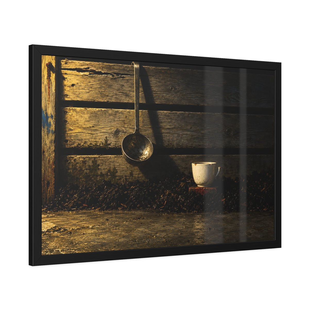 "The Cup on the Half Brick": A Garabaggio Framed Print
