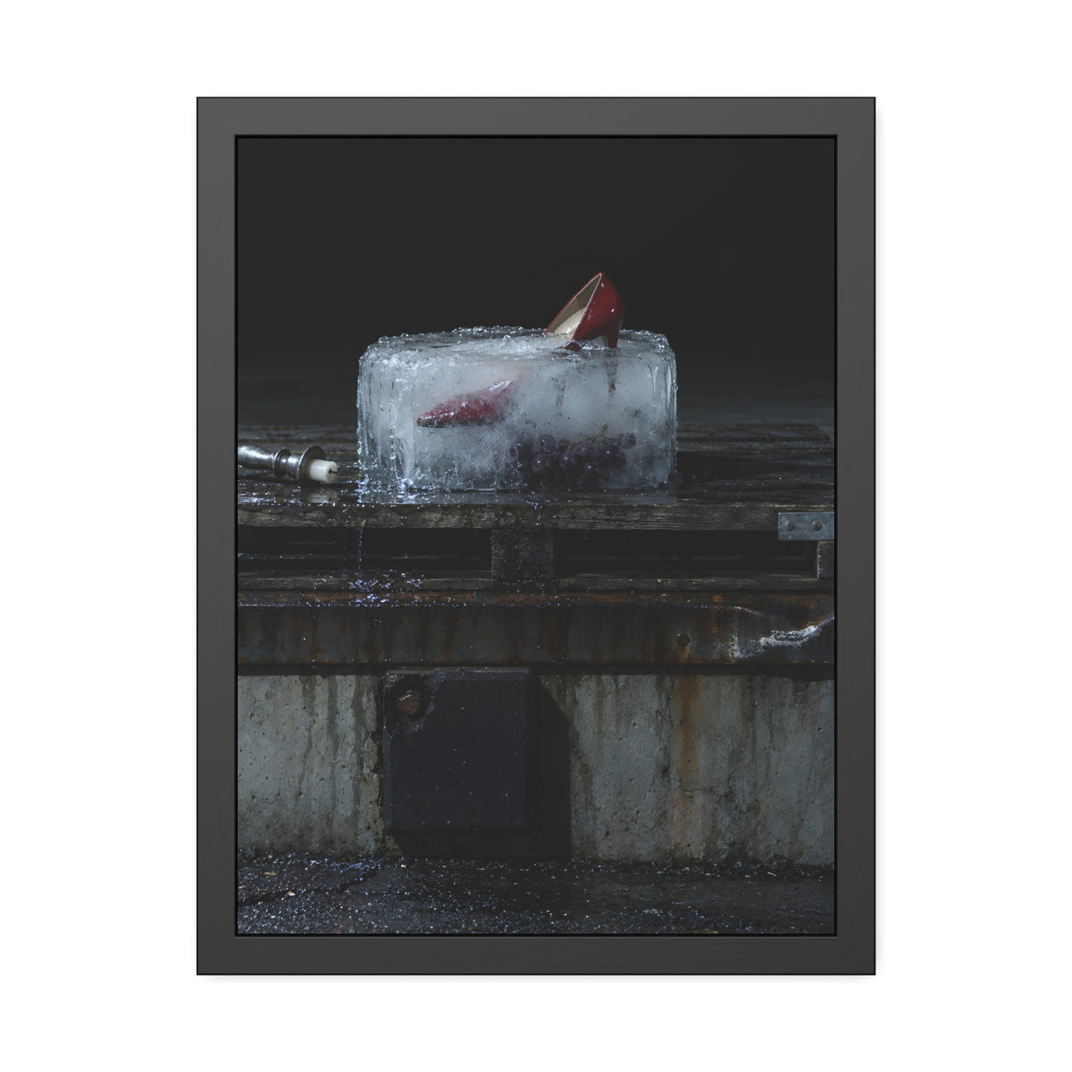 "The Red Heel Standing Out": A Garabaggio Framed Print