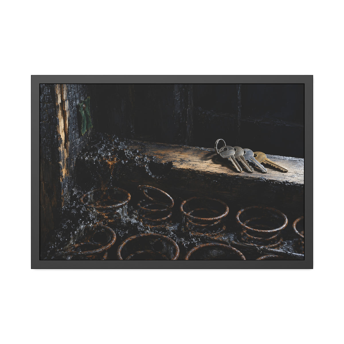 "The Keys on the Rail": A Garabaggio Framed Print