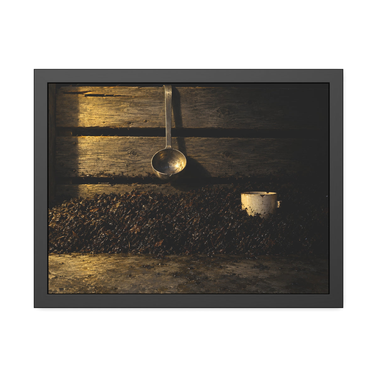 "The Cup Half Out": A Garabaggio Framed Print