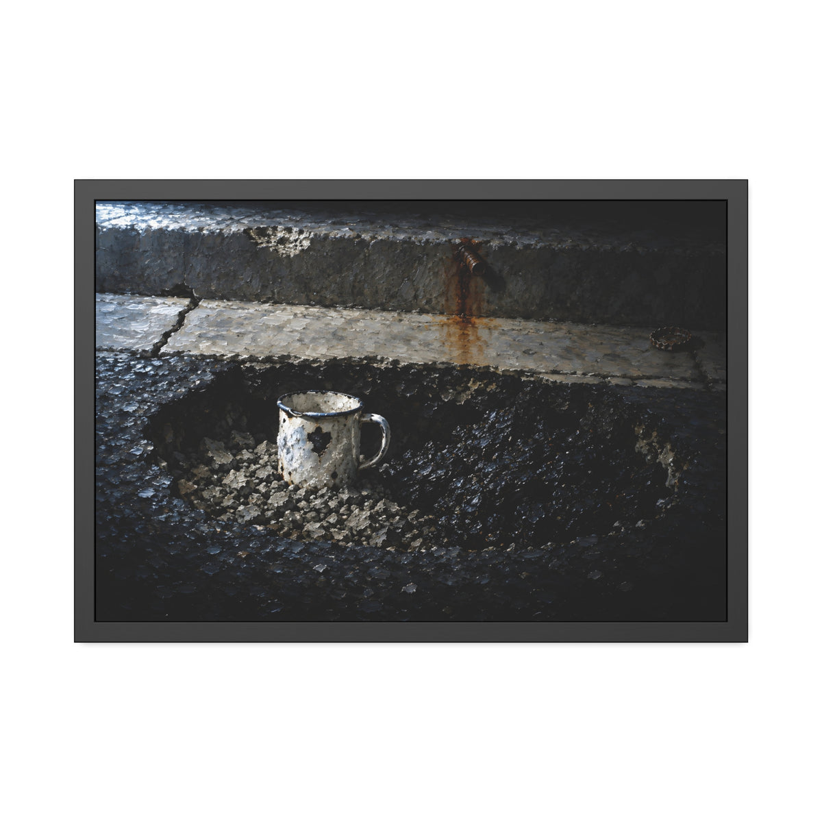 "The Mug Standing Free": A Garabaggio Framed Print