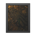 Wet mud and pressed oak leaves with a green scrap barely showing. The Reliquary of Mud and Leaf by Garabaggio, framed fine art print, 11″ x 14″.