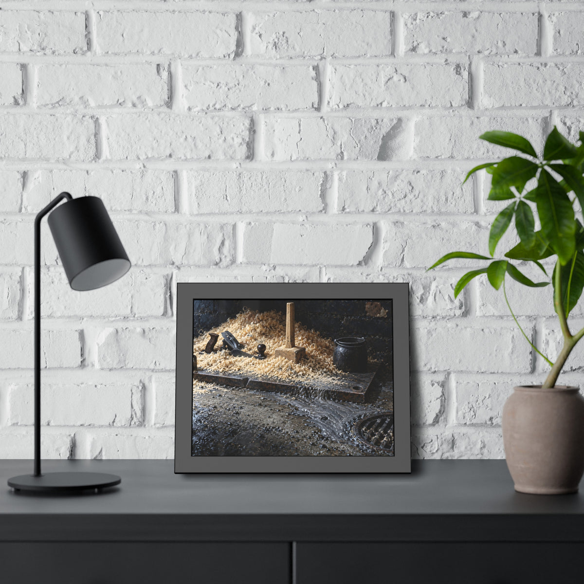 "The Fan at the Drain": A Garabaggio Framed Print