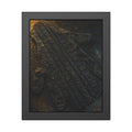 A flattened work glove on asphalt with a tire tread pressed across it. The Passage of the Wheel by Garabaggio, framed fine art print, 11″ x 14″.